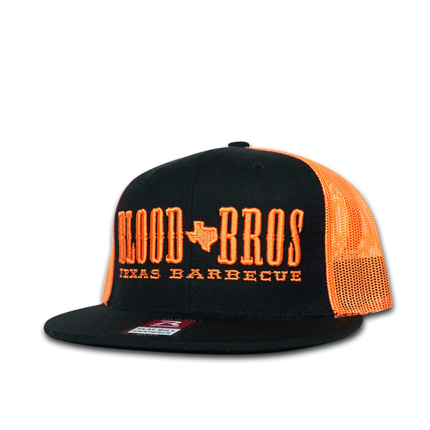 Richardson 511 Flat Bill Trucker - Black/Orange